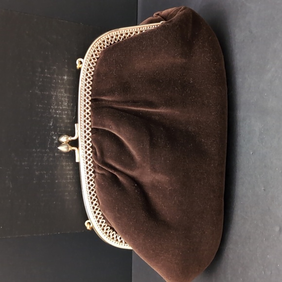 VGT,Brown Velvet Clutch/Purse Made In Hong Kong. - Picture 2 of 7